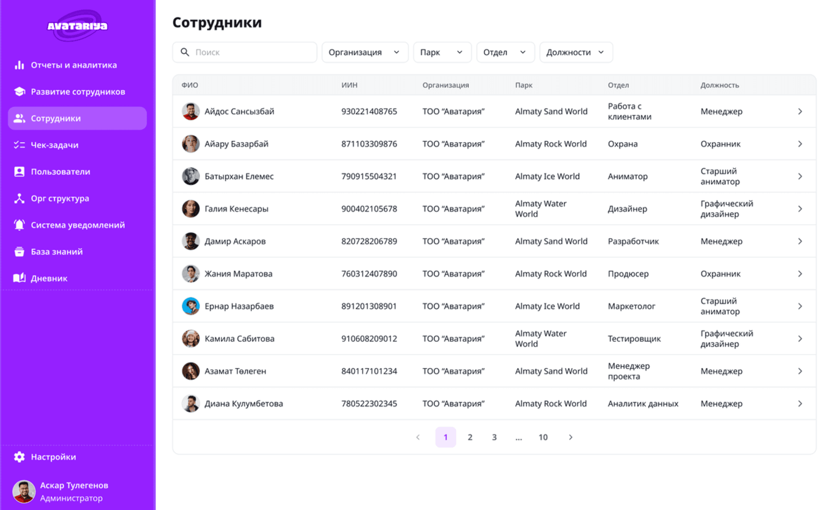 AVA HR by AvaTech: дашборд сотрудников и мобильное приложение
